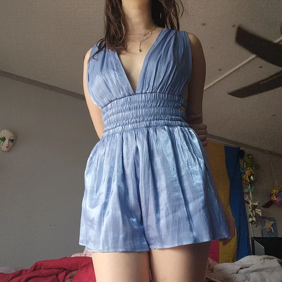 Shiny blue romper - Picture 3 of 4